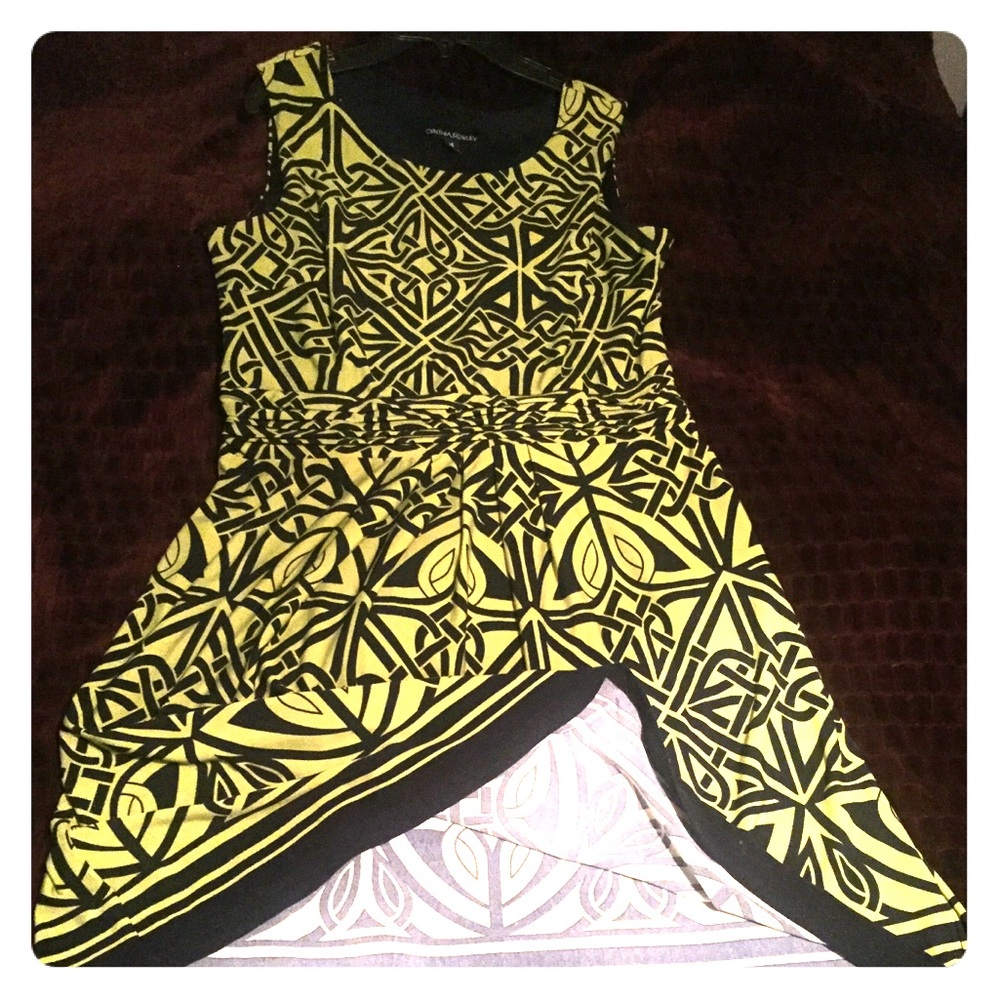 Neon green and navy dress